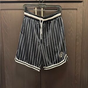 NBA Black and White Striped Basketball Shorts